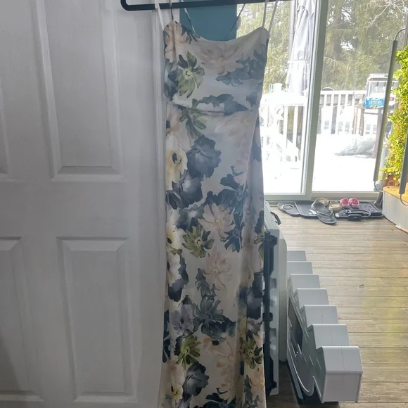 Petal & Pup White Floral Maxi Dress with Green Accents - Picture 2 of 11